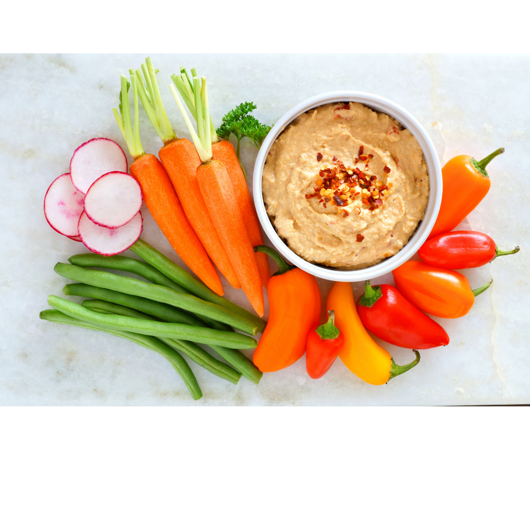 Hummus, vegetables